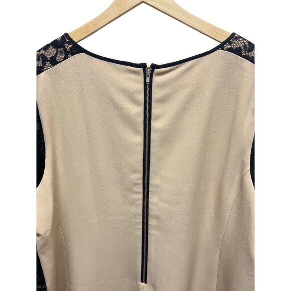 Chico's Neutral Sheath Dress with Black Lace Sleeves - Picture 7 of 7
